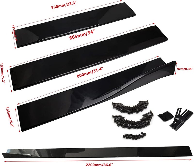 POSENG Universal 86.6 Inch Side Skirts Rocker Panels Extensions Compatible with Subaru,VW, Mazda,Mustang, Honda, Toyota, BMW Chevrolet, Ford, Mazda - Image 3